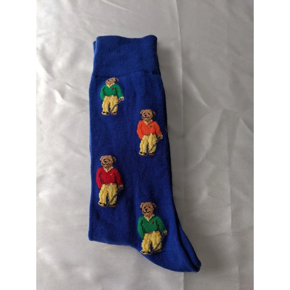 Polo Ralph Lauren Mens Mini Polo Bear Royal Blue Stripe Slack Socks US 10-13
